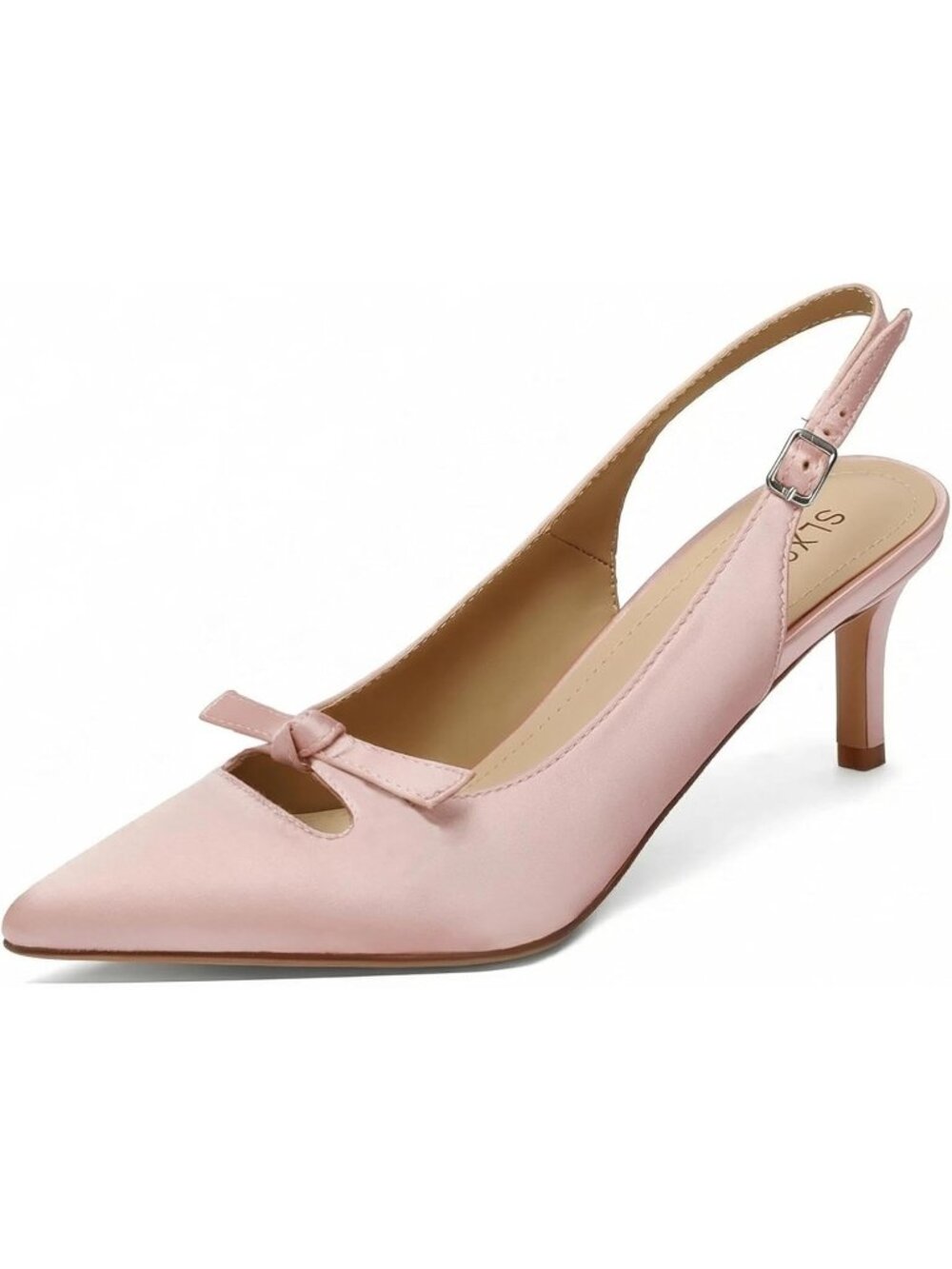 Women's Pink Bow Slingback Pointed Toe Pumps Stiletto Heels Ankle Strap Shoes